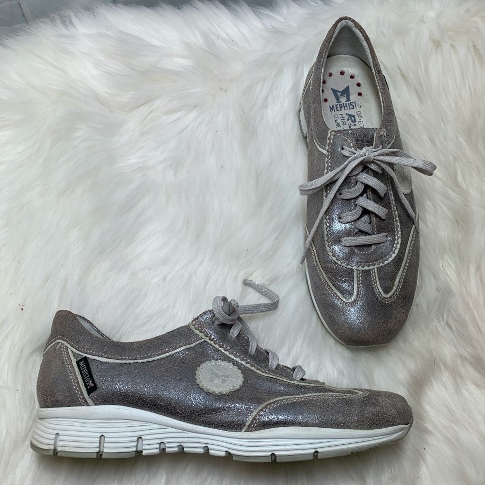 Mephisto Yael Taupe Nubuck Lace Up Sneakers Size‎ 6